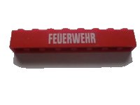 LEGO onderdeel Brick 1 x 8 with White 'FEUERWEHR' Pattern (Sticker) - Set 7239 3008pb112