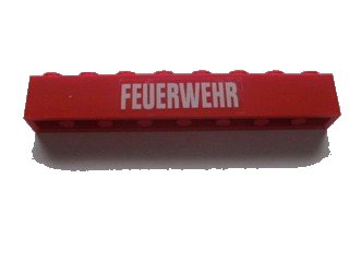 LEGO onderdeel Brick 1 x 8 with White 'FEUERWEHR' Pattern (Sticker) - Set 7239 (3008pb112)