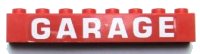 LEGO part Brick 1 x 8 with White 'GARAGE' Bold Pattern (Sticker) - Set 6383 3008pb120