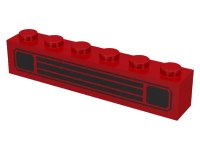 LEGO onderdeel Brick 1 x 6 with Black Car Grille Pattern 3009p01