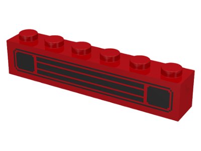 LEGO onderdeel Brick 1 x 6 with Black Car Grille Pattern (3009p01)