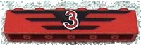 LEGO onderdeel Steen 1 x 6 met Rood 3 en Zwart Strepen Patroon 3009pb016