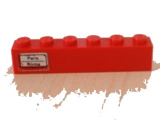 LEGO onderdeel Brick 1 x 6 with 'Paris - Roma' Left Pattern (Sticker) - Set 7740 (3009pb071L)