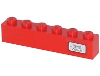 LEGO part Brick 1 x 6 with 'Wien - Zürich' Pattern on Right Side (Sticker) - Set 7740 3009pb133R