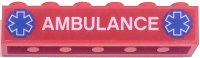 LEGO onderdeel Brick 1 x 6 with White 'AMBULANCE' and 2 Blue EMT Star of Life Pattern (Sticker) - Set 60204 3009pb246