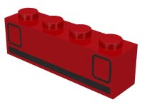 LEGO part Brick 1 x 4 with Red Car Taillights and Black Stripe Pattern 3010p09
