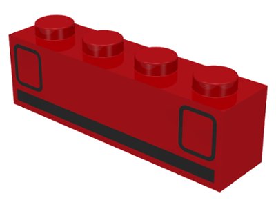 LEGO onderdeel Brick 1 x 4 with Red Car Taillights and Black Stripe Pattern (3010p09)