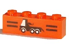 LEGO onderdeel Brick 1 x 4 with Black Stripes and Tow Truck Pattern (3010pb013)