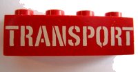 LEGO onderdeel Brick 1 x 4 with White 'TRANSPORT' Stencil Pattern 3010pb023