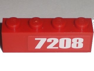 LEGO onderdeel Brick 1 x 4 with '7208' Pattern at Right Edge (Sticker) - Set 7208 (3010pb130L)