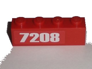 LEGO onderdeel Brick 1 x 4 with '7208' Pattern at Left Edge (Sticker) - Set 7208 (3010pb130r)