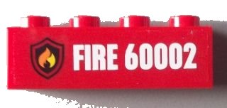 LEGO part Brick 1 x 4 with Fire Logo and 'FIRE 60002' Pattern (Sticker) - Set 60002 (3010pb162)