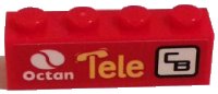 LEGO part Stein 1 x 4 mit Octan Logo, 'Tele' und 'CB' Muster Modell linke Seite (Aufkleber) - Set 60084 3010pb184L