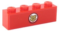 LEGO part Brick 1 x 4 with Gold Hogwarts Logo in White Circle on Red Background Pattern (Sticker) - Set 75955 3010pb268