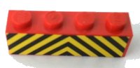 LEGO part Brick 1 x 4 with Black and Yellow Danger Stripes Pattern (Sticker) - Sets 7720 / 7760 3010pb293
