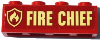 LEGO part Brick 1 x 4 with Bright Light Yellow Fire Logo Badge and 'FIRE CHIEF' Pattern (Sticker) - Set 60231 3010pb333