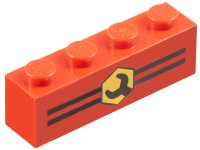 LEGO part Stein 1 x 4 with Stripes and Wrench Pattern 3010px6
