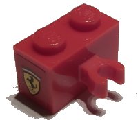 LEGO onderdeel Brick, Modified 1 x 2 with Open O Clip Vertical with Ferrari Logo Pattern (Sticker) - Set 75913 30237bpb03