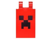 LEGO onderdeel Tegel, Gewijzigd 2 x 3 met 2 Clips met Gepixelde Zwarte Ogen en Open Mond Fronsend Patroon (Minecraft Creeper Gezicht) 30350bpb040