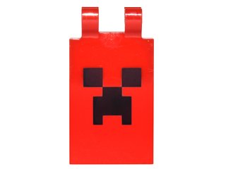 LEGO onderdeel Tegel, Gewijzigd 2 x 3 met 2 Clips met Gepixelde Zwarte Ogen en Open Mond Fronsend Patroon (Minecraft Creeper Gezicht) (30350bpb040)