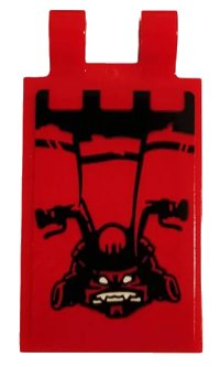 LEGO onderdeel Tile, Modified 2 x 3 with 2 Clips with Draped Flag and Ninjago Oni Mask Face Pattern (Sticker) - Sets 70639 / 70642 30350bpb084