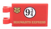 LEGO onderdeel Tile, Modified 2 x 3 with 2 Clips with Gold Hogwarts Logo and 'HOGWARTS EXPRESS', Black '9 3/4' in White Circle Pattern (Sticker) - Set 75955 30350bpb085