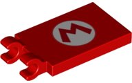 LEGO onderdeel Tegel, Gewijzigd 2 x 3 met 2 Clips met Letter M in Wit Ovaal Patroon (30350bpb112)