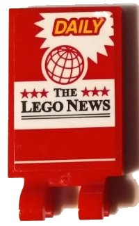 LEGO part Tile, Modified 2 x 3 with 2 Open O Clips with 'DAILY', Globe, Stars and 'THE LEGO NEWS' Pattern (Sticker) - Set 60132 30350bpb144