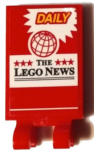 LEGO onderdeel Tile, Modified 2 x 3 with 2 Open O Clips with 'DAILY', Globe, Stars and 'THE LEGO NEWS' Pattern (Sticker) - Set 60132 (30350bpb144)