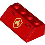 LEGO part Schräge 45 2 x 4 mit Fire Logo and Bumper Lines Pattern 3037pb051