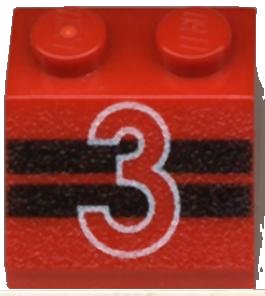 LEGO onderdeel Slope 45 2 x 2 with Number 3 and Black Stripes Pattern (3039pb010)