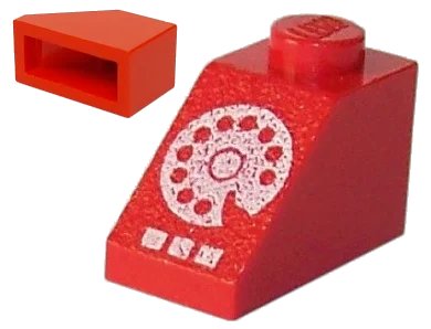 LEGO onderdeel Slope 45 2 x 1 without Bottom Tube with White Rotary Phone Dial and Buttons Pattern (3040apb04)