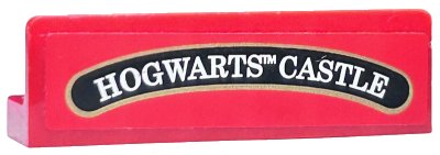 LEGO part Panel 1 x 4 x 1 with White 'HOGWARTS CASTLE' on Curved Black Background Pattern (Sticker) - Set 4841 (30413pb036)