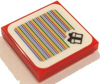 LEGO part Tile 2 x 2 with Super Mario Scanner Code Gift Box Pattern (Sticker) - Set 71406 3068pb2070