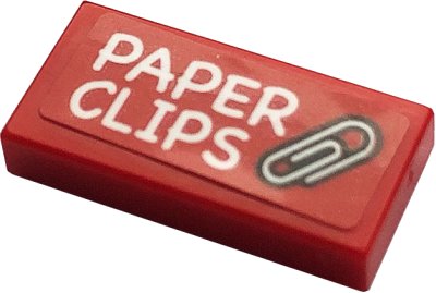 LEGO onderdeel Tile 1 x 2 with 'PAPER CLIPS' and Clip Pattern (Sticker) - Set 21324 (3069pb0852)