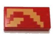 LEGO part Tile 1 x 2 with Minecraft Pixelated Bright Light Orange Flame Pattern 3069pb1018