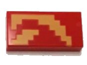 LEGO onderdeel Tile 1 x 2 with Minecraft Pixelated Bright Light Orange Flame Pattern (3069pb1018)