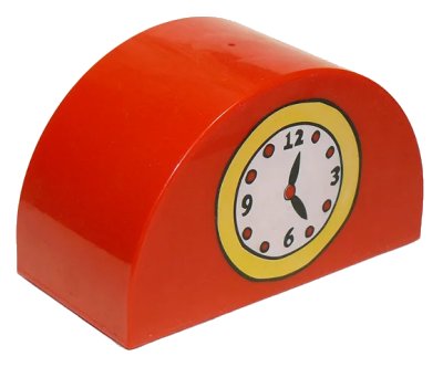 LEGO onderdeel Duplo, Brick 2 x 4 x 2 Slope Curved Double with Clock Pattern (31213pb002)