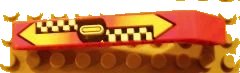 LEGO onderdeel Technic, Liftarm, Modified Bent Thick 1 x 9 (7 - 3) with '1', Arrows and Checkered Pattern (Sticker) - Set 8241 (32271pb002)