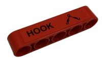 LEGO part Technic, Liftarm Thick 1 x 5 with Lifting Hook and 'HOOK' Pattern (Sticker) - Set 9396 32316pb039