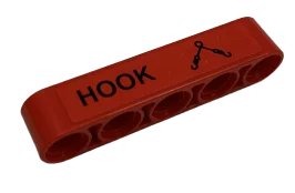 LEGO onderdeel Technic, Liftarm Thick 1 x 5 with Lifting Hook and 'HOOK' Pattern (Sticker) - Set 9396 (32316pb039)