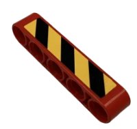 LEGO onderdeel Technic, Liftarm Thick 1 x 5 with Black and Yellow Danger Stripes Pattern (Sticker) - Set 9396 32316pb040
