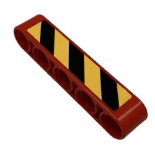 LEGO onderdeel Technic, Liftarm Thick 1 x 5 with Black and Yellow Danger Stripes Pattern (Sticker) - Set 9396 (32316pb040)