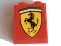 LEGO part Brick 1 x 2 x 2 with Inside Axle Holder with Ferrari Logo Pattern (Sticker) - Set 8144 3245bpb33