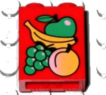 LEGO onderdeel Brick 1 x 2 x 2 with Inside Axle Holder with Fruit Pattern (3245bpx3)