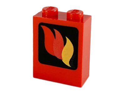 LEGO onderdeel Brick 1 x 2 x 2 with Inside Axle Holder with Fire Logo Pattern (3245bpx8)