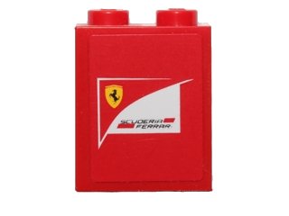 LEGO part Brick 1 x 2 x 2 with Inside Stud Holder with Scuderia Ferrari Logo Pattern (Sticker) - Set 30191 (3245cpb025)