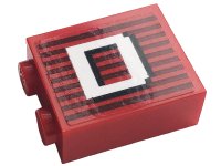 LEGO part Brick 1 x 2 x 2 with Inside Stud Holder with Gray Stripes and White Capital Letter D Pattern Model Left Side (Sticker) - Set 10272 3245cpb147L