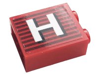LEGO onderdeel Brick 1 x 2 x 2 with Inside Stud Holder with Gray Stripes and White Capital Letter H Pattern (Sticker) - Set 10272 3245cpb149