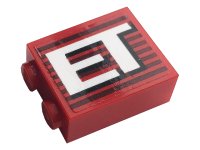 LEGO part Stein 1 x 2 x 2 with Inside Stud Holder with Gray Stripes and White 'ET' Pattern (Sticker) - Set 10272 3245cpb160
